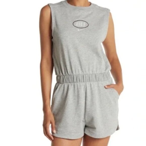 Nike Sportswear Plus Size Heather Gray Sweat Shorts Romper w/Pockets Size 2X NWT - Picture 1 of 12